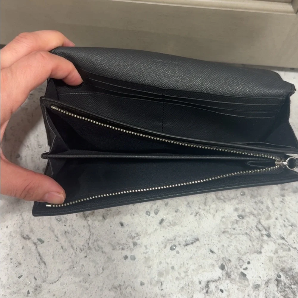 Coach Black and Gold Textured Envelope Wallet AUTHENTIC